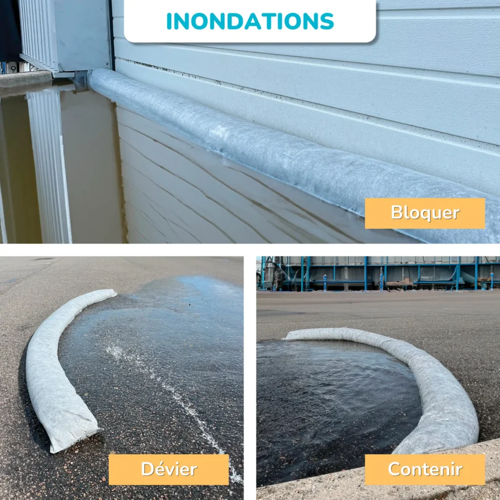 Boudins anti inondation en action – Bloquer, dévier et contenir les eaux de ruissellement en cas d’inondation urbaine