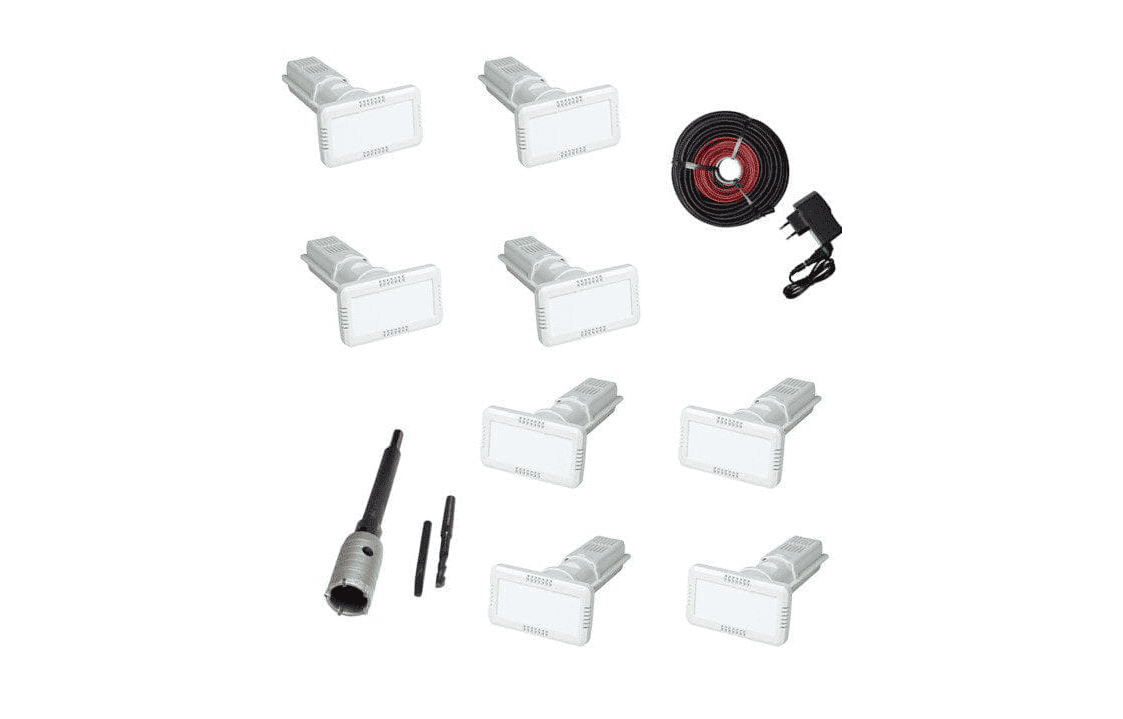 Pack de 8 assécheurs muraux intérieurs avec kit électrique et kit de perçage