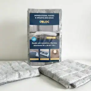 Boudin anti inondation absorbant 90x18 cm pour bloquer, dévier et contenir les fuites et dégâts des eaux – Lot de 2