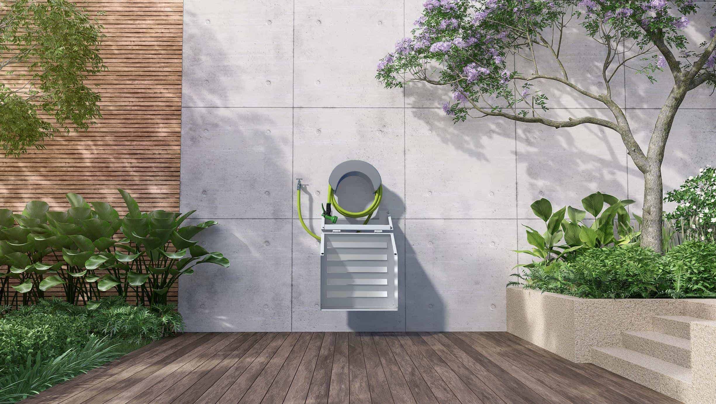 Cache tuyau Arrosage ATOLE en Aluminium thermolaqué pour dévidoir mural