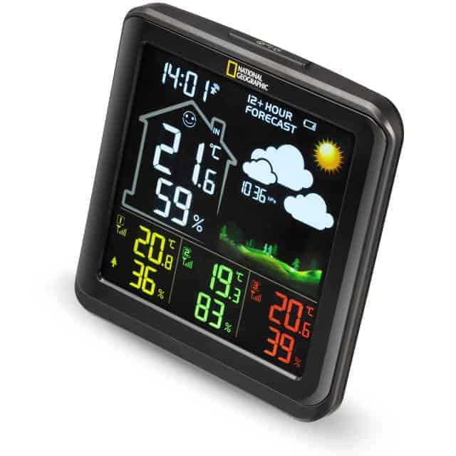 Station météo écran LCD couleur et 3 capteurs National Geographic