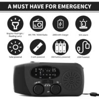 Radio dynamo / chargeur / lampe torche de survie (Noire) – Image 4