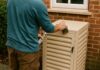 Entretien d'un abri pour poubelles en métal par un particulier, application de protection extérieure