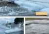 Utilisation de sacs anti-inondation pour bloquer, dévier et contenir l'eau sur la chaussée