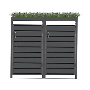 Abri cache-poubelles Trigano Kover double en acier (version vert jardin, 2 bacs de 240 L + jardinière)