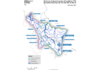 Carte des territoires à risque important d’inondation (TRI) en 2024 dans les parties françaises des districts Rhin et Meuse, montrant les cours d’eau principaux et les zones concernées.