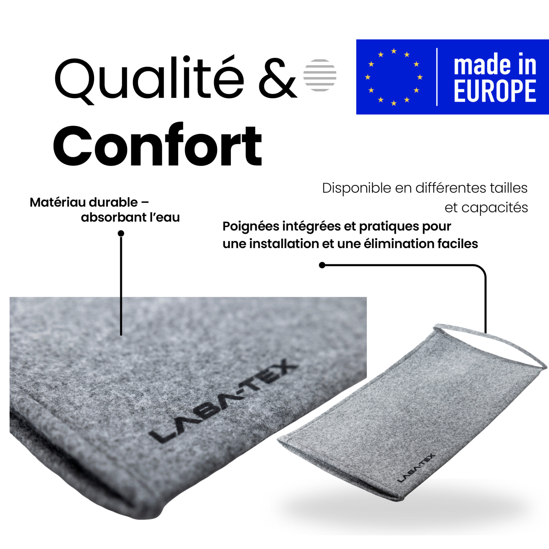 TAPIS ABSORBANT D'EAU LABA-TEX Capacité d'absorption de 5 litres, 6 unités, NOIR – Image 2