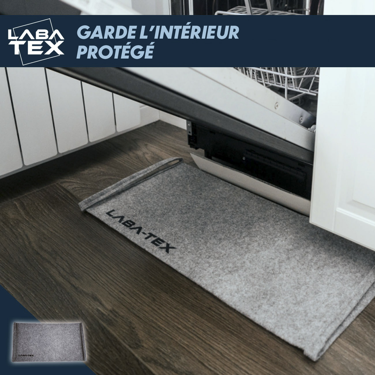 TAPIS ABSORBANT D'EAU LABA-TEX Capacité d'absorption de 5 litres, 6 unités, NOIR – Image 4